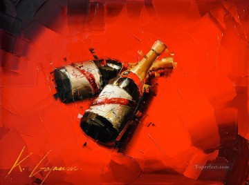 Naturaleza muerta Painting - Vino en rojo 3 Kal Gajoum decoración de bodegones